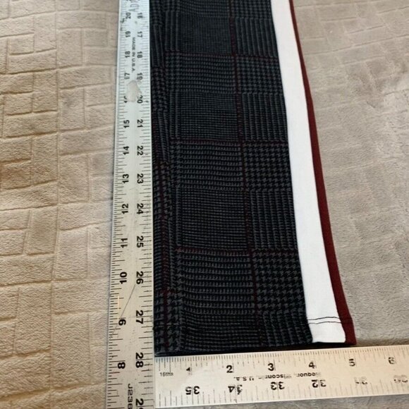Forever 21 Contemporary Women Medium Pants Dark Gray Plaid Tuxedo Stripe Pull On - Picture 7 of 12